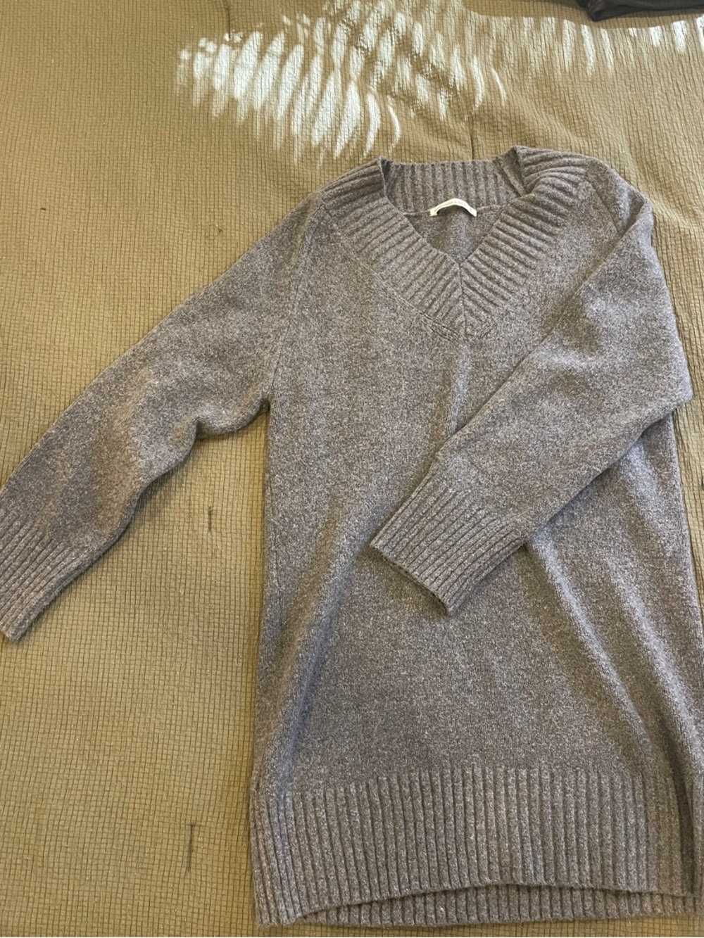 Abercrombie & Fitch Women's Heather Gray V-Neck Sweater Dress